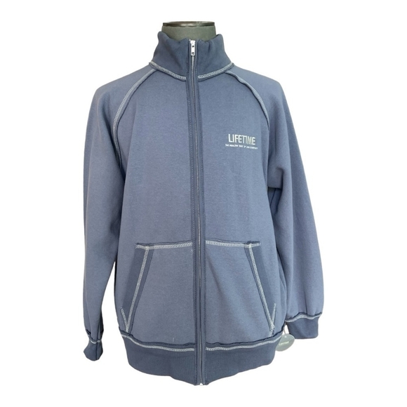 NWT Men’s Tracker Grey Cotton Jacket Zip Up Funnel Neck Contrast Seam Sweatshirt - Picture 2 of 6